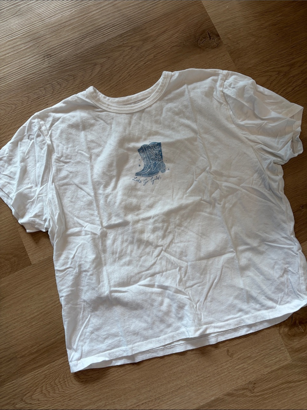 Abercrombie & Fitch White Tee with Blue Boot Graphic